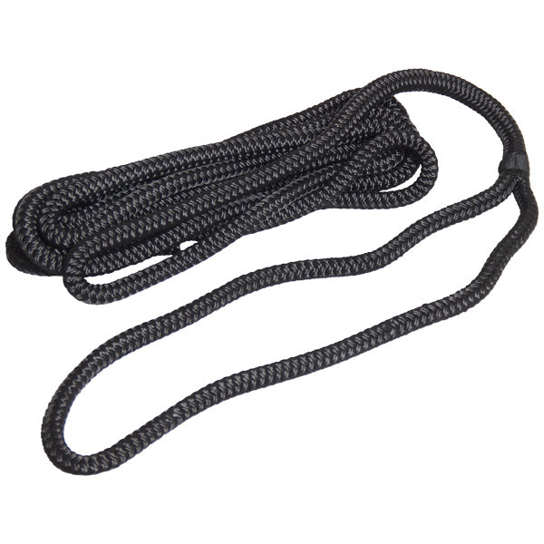 Robline fortøjningstov sort i flettet design, 18mm x 12m set forfra.