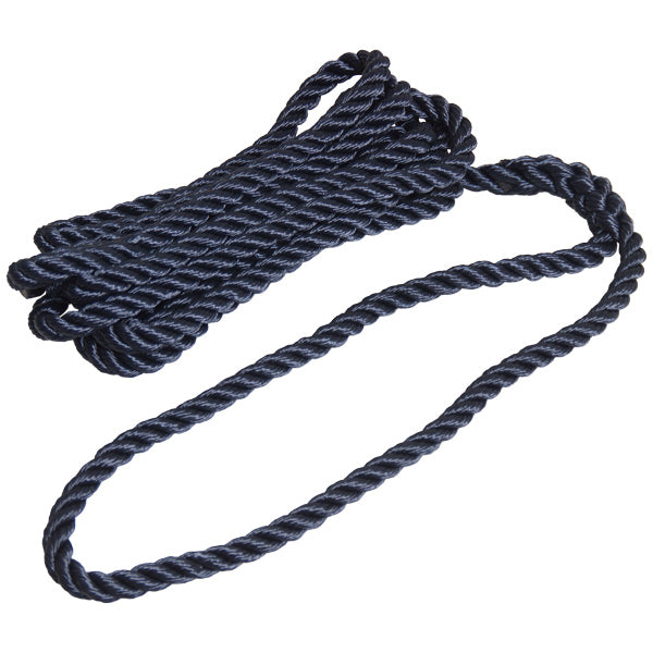 Robline fortøjningstov i Navy farve, vist fra siden med detaljeret vævning.
