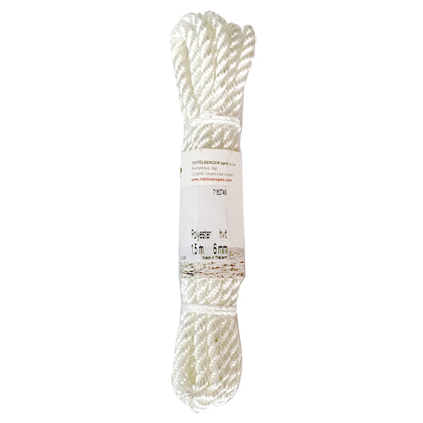 Robline fenderline i navy, 3-slået, 6 mm x 1,5 m, præsenteret på båd