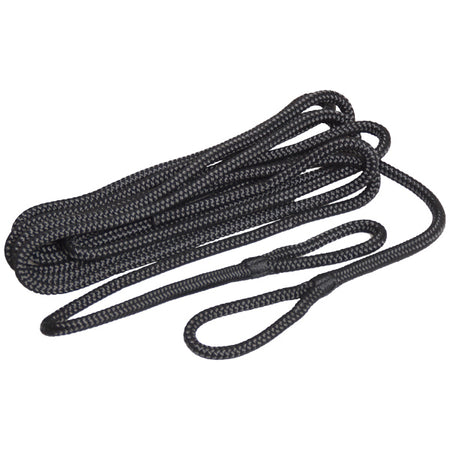 Robline fenderline i sort, 6mm x 2m, flettet og klar til brug på båden