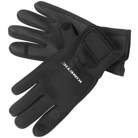 Kinetic neoprene handske med fuld finger i sort, præsenteret på en hvid baggrund.