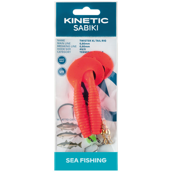 Kinetic Sabiki Twister XL med røde, sorte og gyldne farver.