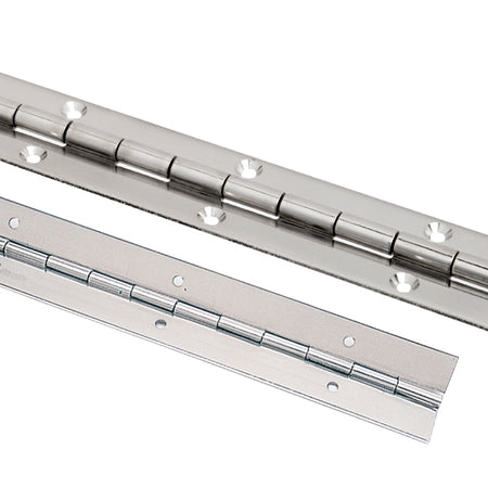 SeaTec pianohængsel 1.5 x 40mm set forfra, velegnet til bådmontering.