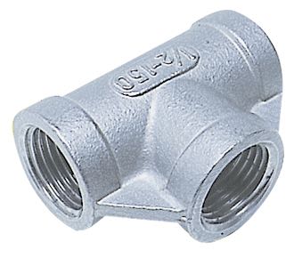 Rustfri T-stykke 1 1/4" RF AISI 316 fra 1852 set forfra med glat overflade.