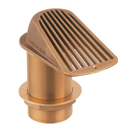 Guidi vandindtag 1 1/4" bronze monteret på bådskrog.