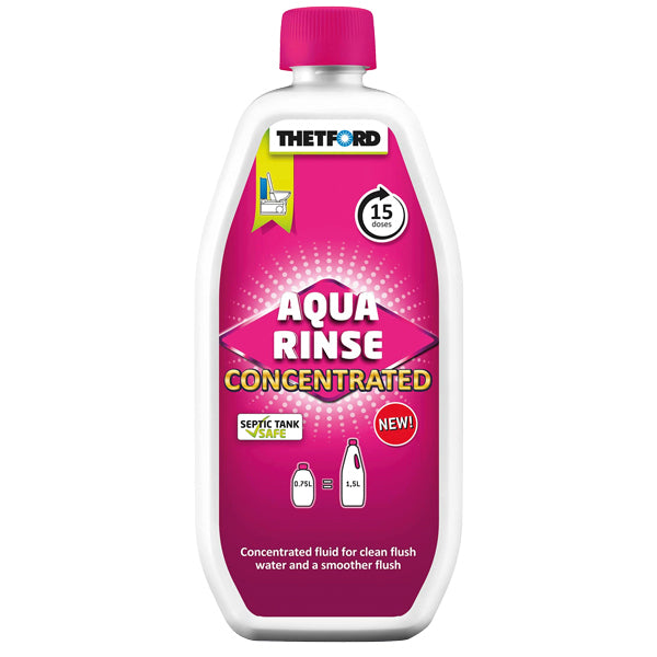 Thetford Toiletvæske Aqua Rinse Red koncentreret i 0,75 L flaske med et klart design