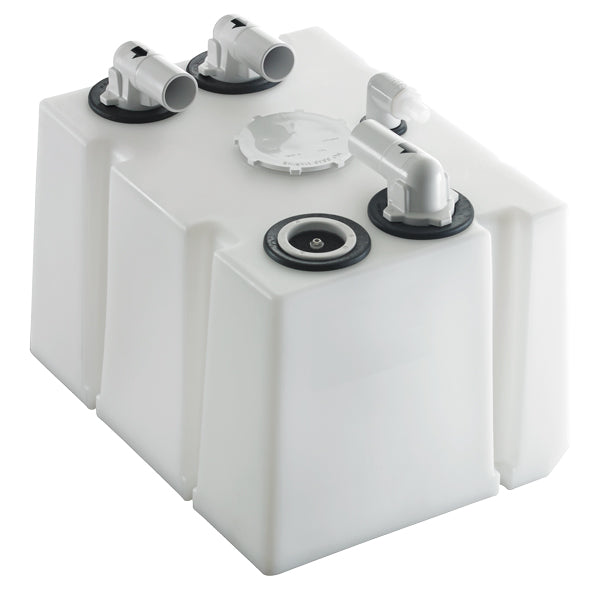 Dometic holding tank monteret med tilslutninger og ventiler.