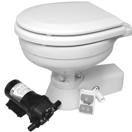 Jabsco Quiet Flush el-toilet monteret med PAR MAX pumpe på båd