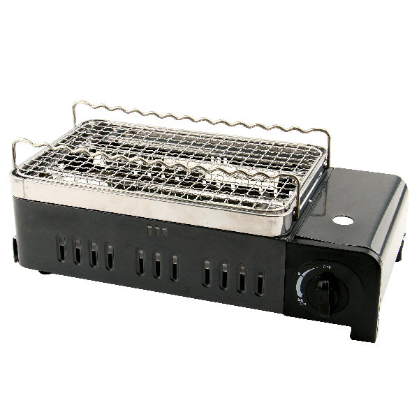 1852 gasgrill set fra siden med detaljeret design