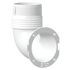 Nuova Rade slangeadapter 90° til ventilgæller set forfra, designet til 70 eller 76 mm rør.