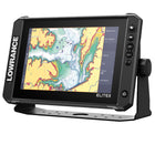 Lowrance Elite FS 10, set forfra med tydelig skærmvisning.