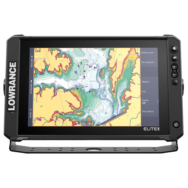 Bagfra billede af Lowrance Elite FS 12 med tilsluttet transducer