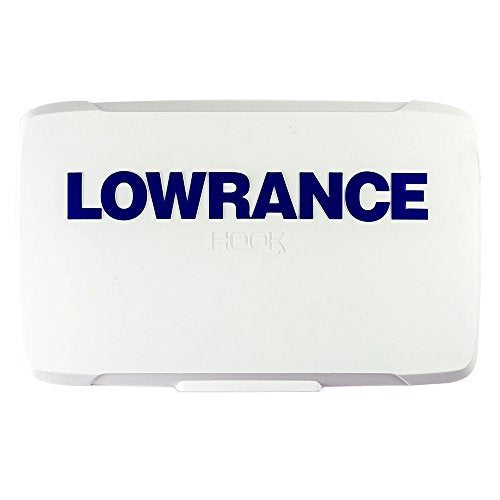 Lowrance sun cover til Hook Reveal 7" komposit, placeret på en båd
