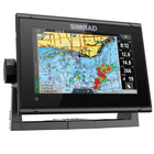 Simrad GO7 XSR kortplotter set fra siden, klar til installation på båd.
