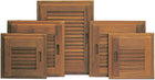 Roca jalousilåge i teak med ramme, venstre side, måler 28x28 cm