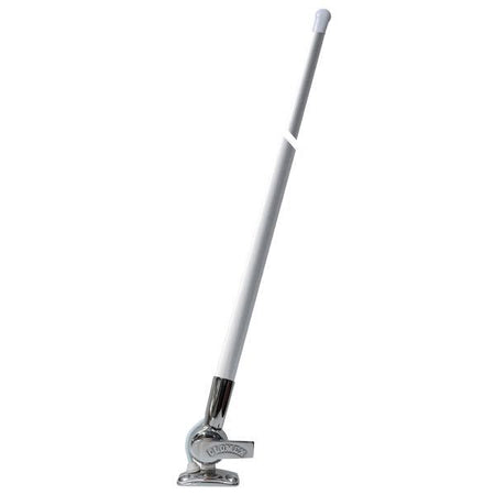 Glomex VHF antenne RA104SS set forfra med rustfri fod og kabel.
