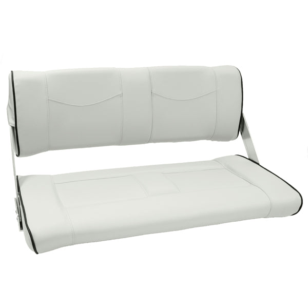 ESM ST90 dobbelt sofa i lysegrå med blå detaljer, set forfra