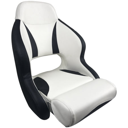 ESM H52 deluxe sport flip up stol i hvid med carbon sort, set fra siden