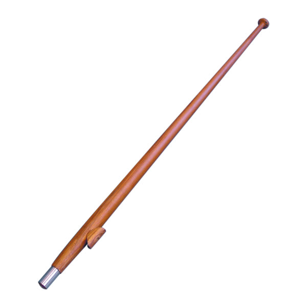 Flagspil i teak på båd, set fra siden med bøsning Ø32mm