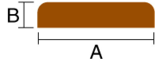 Roca kantlist teak set fra siden, klar til montering.