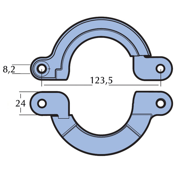 Detalje af Tecnoseal Yanmar drev-zinkring monteret på båd