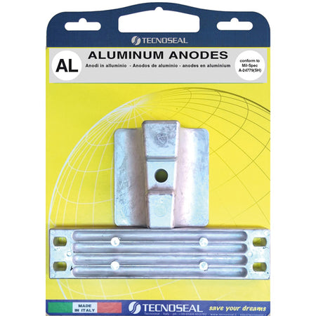 Tecnoseal alu anode kit til Yamaha motorer, set fra siden på hvid baggrund.