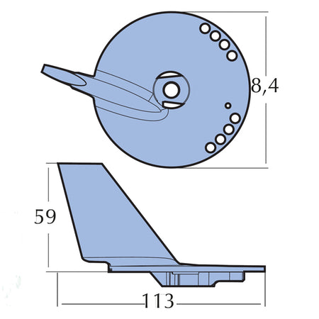 Tecnoseal zinkanode monteret på en bådmotor, klar til brug.