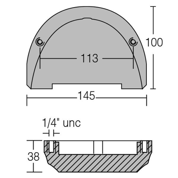 1852 zinkanode på montageplade klar til installation