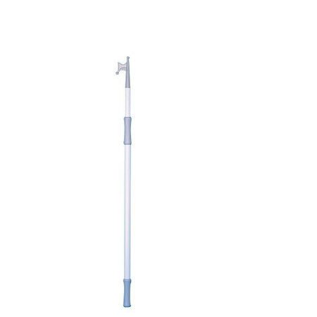 SeaTec justerbar bådhage i hvid, Ø25/30mm, 120-210cm, vises i brug på en båd.