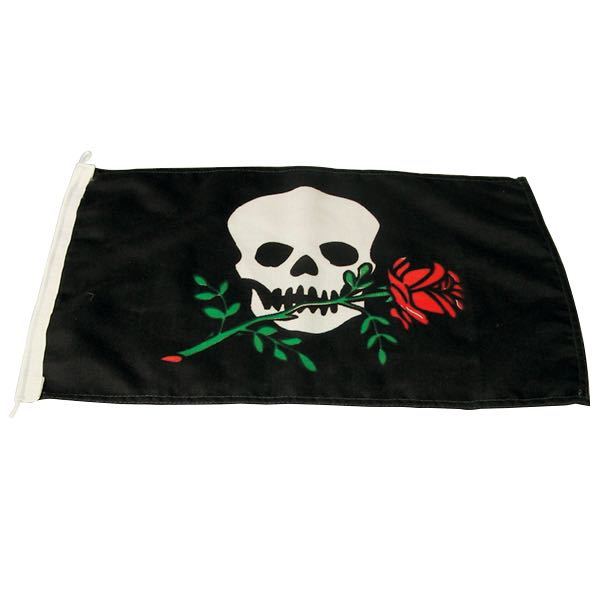 Humør-flaget fra 1852 i piratdesign med rosen, 30x45 cm, hængende på båd