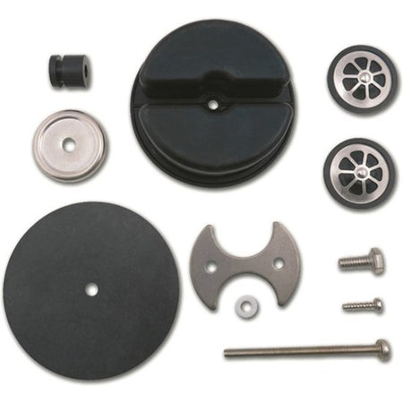 Jabsco servicekit til membranpumpe med filter, præsenteret på hvid baggrund.