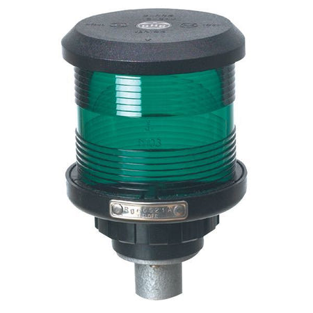 Grøn DHR lanterne 1/2" set fra siden, monteret på båd