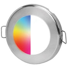 Hella Apelo RGB EuroLED75 loftlampe i rustfrit stål, monteret på en båd