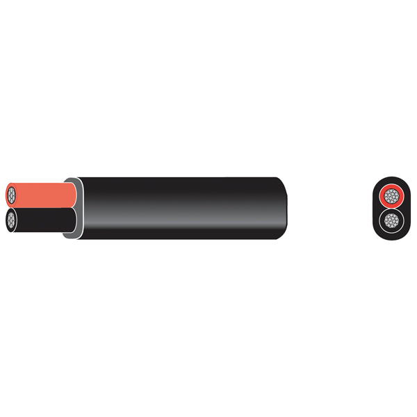 Marinekabel fortinnet i rød/sort farve, 2x2.5mm2, rolle med 100 meter