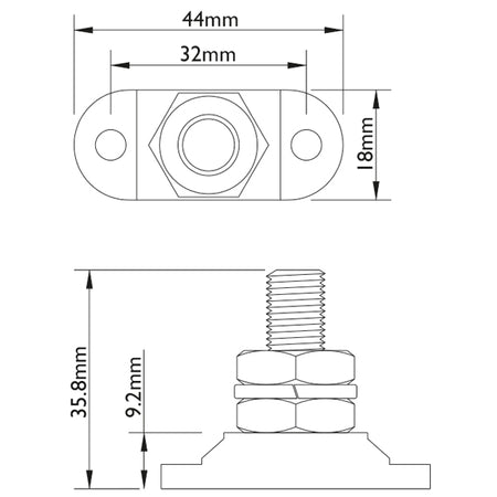 BEP samleblok 6mm terminal, monteret på et bådudstyr
