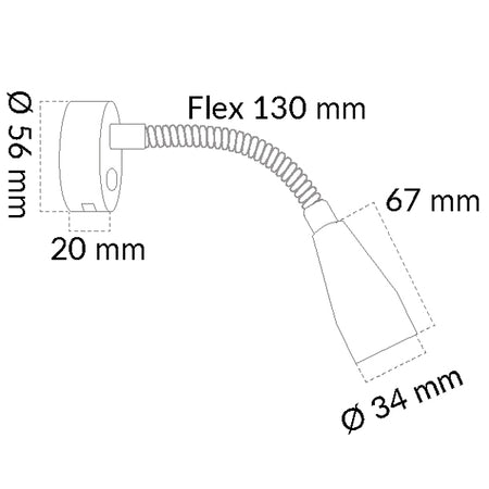 Casolux Mary Flex mini væglampe set forfra med blødt lys