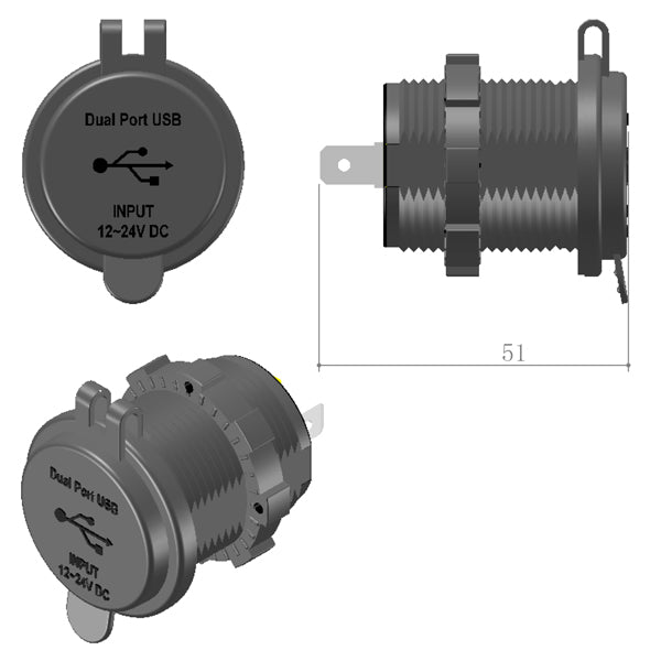 1852 indbygningsudtag set bagfra med kabelforbindelser