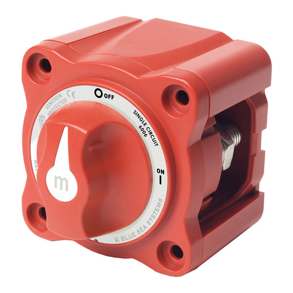 Blue Sea Systems hovedafbryder 300 Ah set forfra, klar til montering på båd.