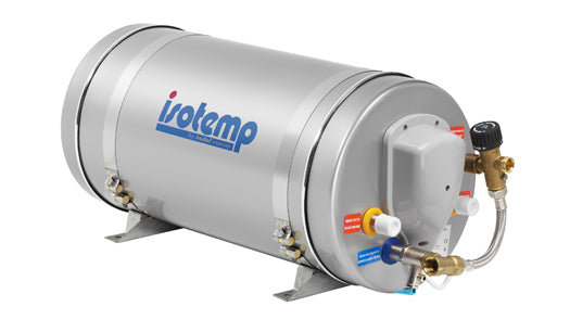 Isotemp, 20 liters varmtvandsbeholder set forfra, med mixer termostat.