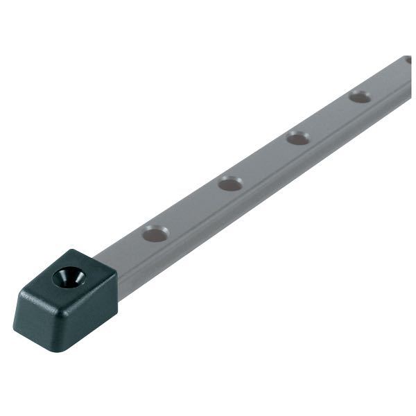 Ronstan Ende stop serie 14 33 mm set forfra, klar til montering på skinner.