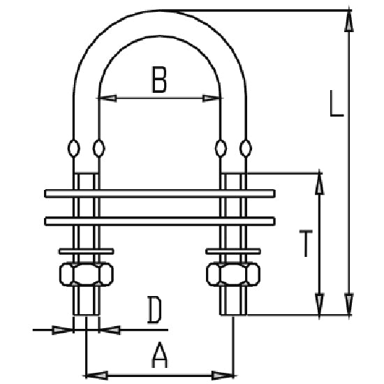 1852 U-bøjle i brug på marinedel, længde 85mm