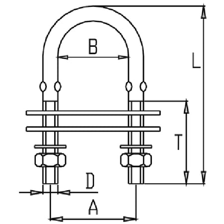 1852 U-bøjle i brug på marinedel, længde 85mm