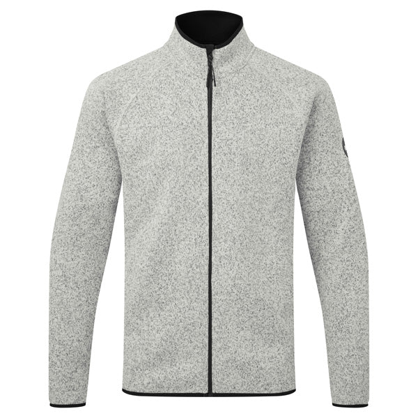Gill fleece jakke i grå, set forfra med lynlås