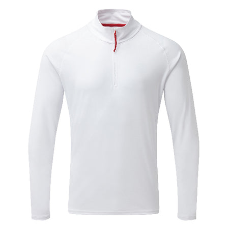 Gill UV009 herre langærmet t-shirt i hvid, set forfra.