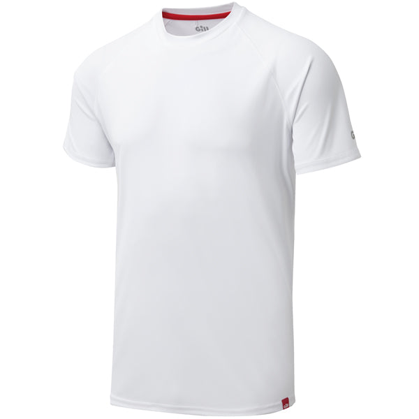 Gill UV010 Men's UV Tec T-Shirt i hvid, set forfra, størrelse L