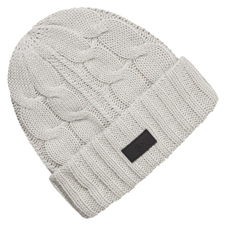 Lys grå Gill HT 56 kable strikket hue set fra siden