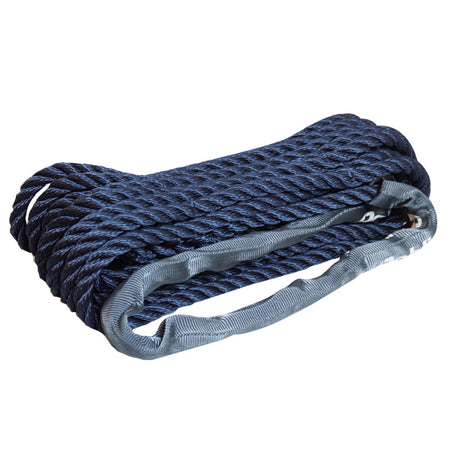 Robline fortøjning øje med webbing, 10 mm tykt sejltov, set forfra
