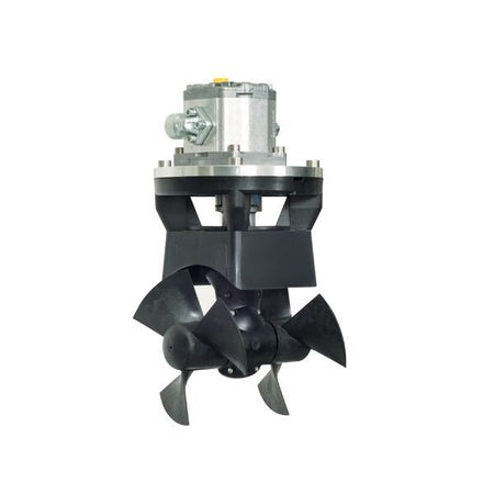 Max Power Bovpropel 125 hydraulisk, set fra siden, monteret på båd