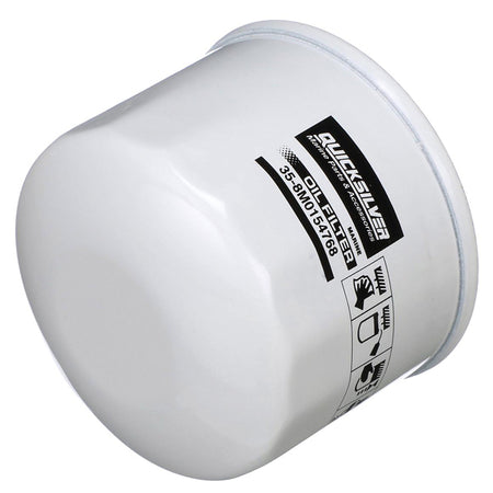 Quicksilver 8M0154768 oliefilter set forfra med tydelig mærkning