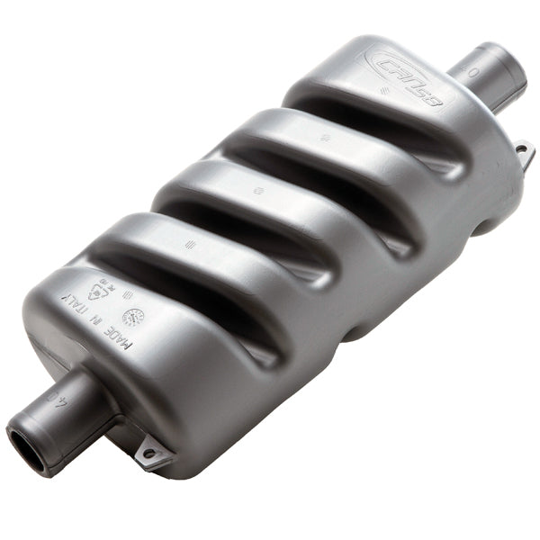 SeaTec Lyddæmper Ø75mm monteret på marinemotor, effektiv støjdæmpning